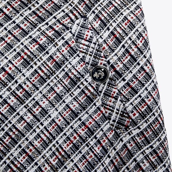 NEW Zara Tweed Textured Weave Nautical Anchor Button High Waist Mini Skirt S - Picture 9 of 10